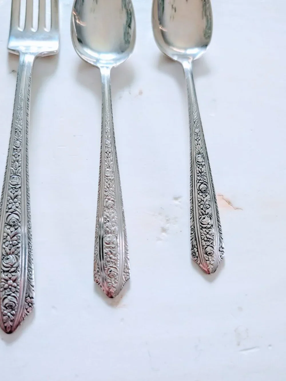 VTG Wallace Normandie Sterling Silver Flatware Set 4 Pc 2 Dinner Forks 2 Spoons